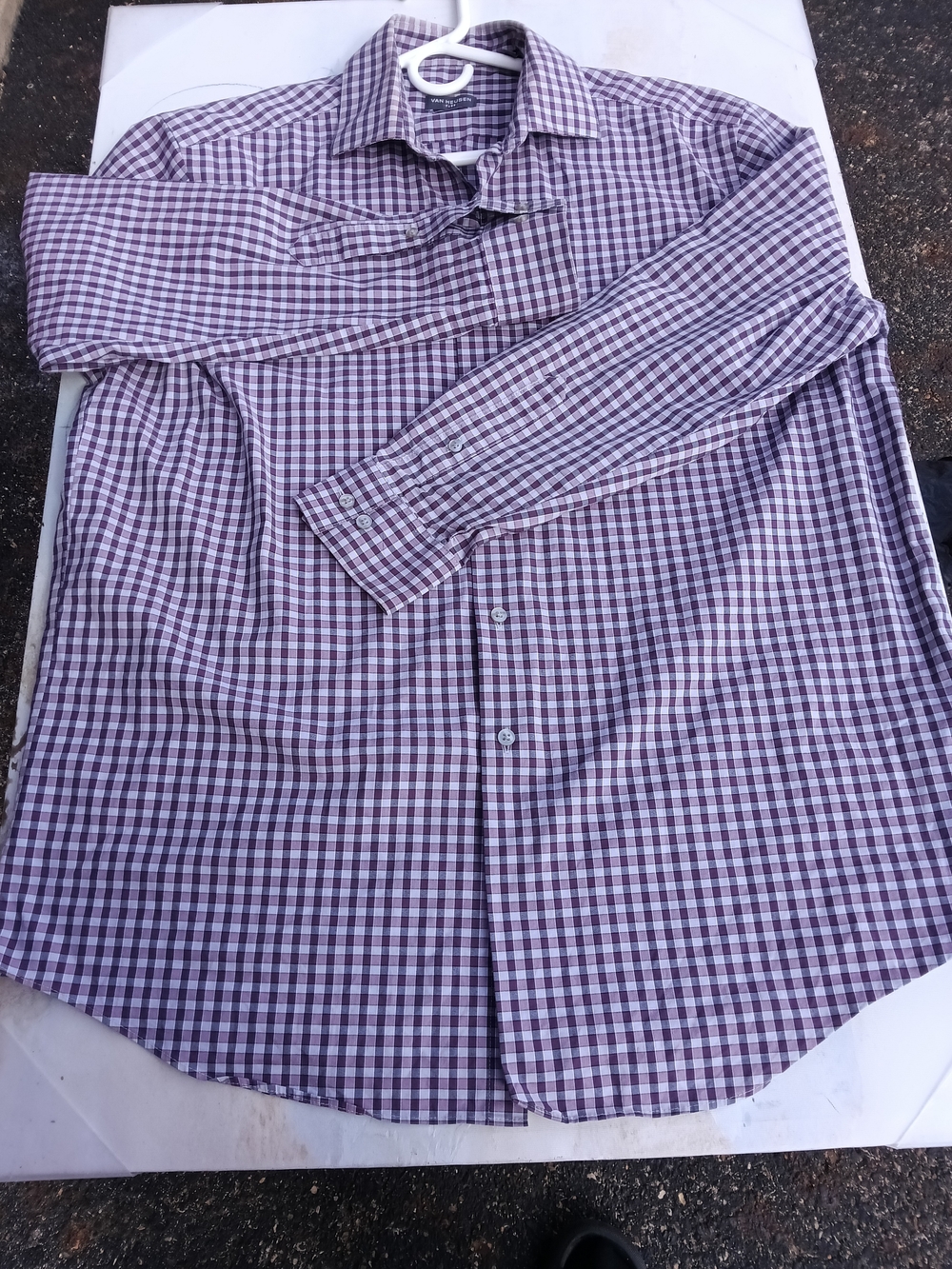 Van Heusen Purple and White Plaid Dress Shirt